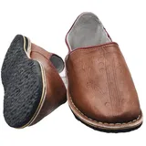 Unisex Marokkanische Babouches oder Hausschuhe aus echtem Leder und Gummisohle. Bequem und robust für den Innen- und Außenbereich, braun, 48 EU - 48 EU