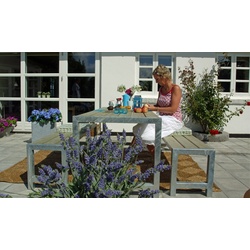 Planken Gartenmöbel in 5 Varianten aus Kiefe-Fichten oder Thermoholz und feuerverzinktem Stahl im Set mit Gartenbank und Gartentisch