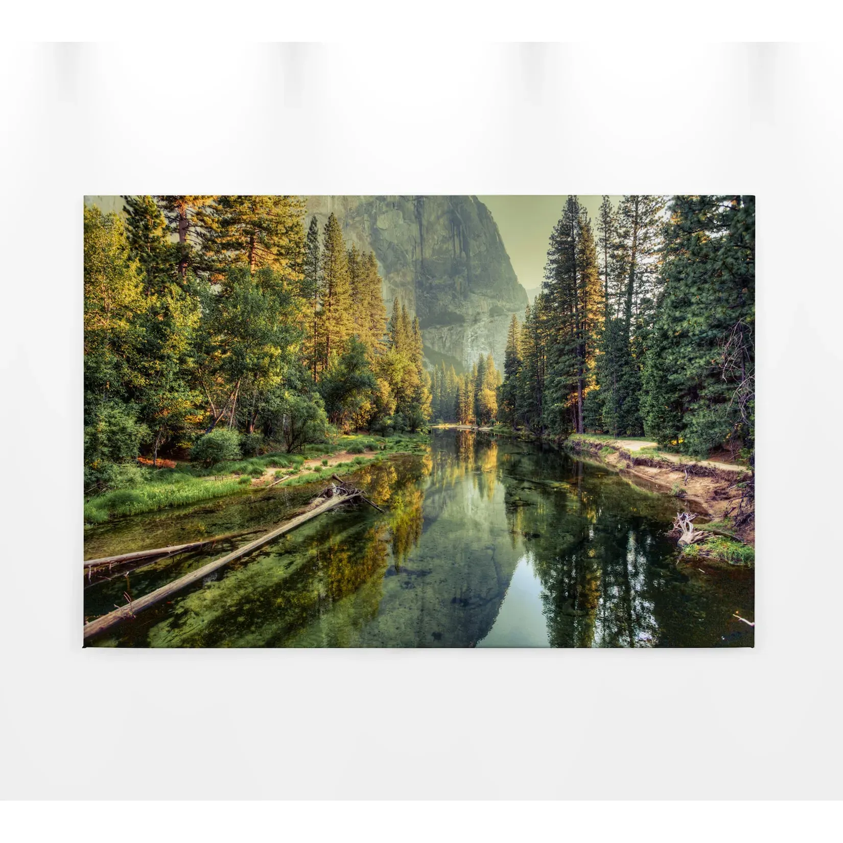 Leinwandbild Fluss Berge Grün Braun 90x60 DD120300 Keilrahmenbild Wandbild