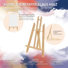 ECD Germany Tischstaffelei klappbar, Sitzstaffelei verstellbar Holz Mini Staffele