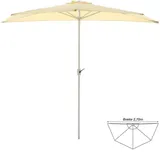 Balkon Sonnenschirm beige halbrund 2,7m Polyester 160 g/m2  Höhe 2,35m Kurbel