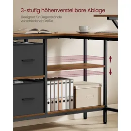 VASAGLE Schreibtisch Eckschreibtisch Computertisch mit Schubladen 115cm Vintage