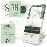 eulentaler EULENTALER® Meilensteinkarten Schwangerschaft I Von Hebammen & Pädagogen gestaltet I Mit handgemalten Illustrationen I Beschreibare Rückseiten I Geschenkidee für werdende Mütter I 55 Karten mit Box