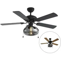 QAZQA Deckenventilator schwarz 107,5 cm mit Zugschalter - Mistral