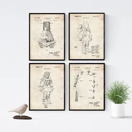 Nacnic poster Set mit 4 Jahrgang astronaut patenten a4. Rahmenlos