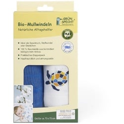 Grünspecht Naturprodukte 2 Mullwindeln 70x70cm - Meerestiere Windeln & Wickeln 2 ct