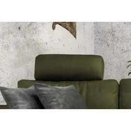 KAWOLA Ecksofa XL motorischer Relaxfunktion LOLA Dunkelgrün Webstoff Relaxfunktion