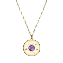 Glanzstücke München Halskette Sonne Sterling Silber Amethyst in Gelbgold Ketten   Damen