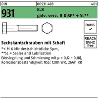 Industrial Quality Supplies DIN 931/ISO 4014 Sechskant-Schaftschraube 8.8 M