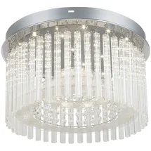 GLOBO Lighting - Deckenlampe Deckenleuchte Kristallleuchte Wohnzimmerlampe Wohnzimmerleuchte, Glasstäbe Kristallbehang Chrom, LED Neutralweiß, Dxh 37x21,5cm