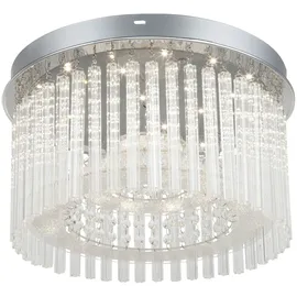 GLOBO Lighting - Deckenlampe Deckenleuchte Kristallleuchte Wohnzimmerlampe Wohnzimmerleuchte, Glasstäbe Kristallbehang Chrom, LED Neutralweiß, Dxh 37x21,5cm