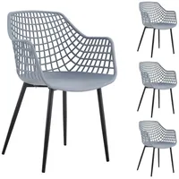 Idimex Gartenstuhl Lucia im 4er Set, Bequeme Essstühle aus Kunststoff in hellgrau, praktischer Stuhl mit Armlehne