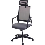 MCW Bürostuhl MCW-J52, Drehstuhl Schreibtischstuhl, ergonomisch Kopfstütze, Kunstleder grau
