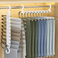 MULEVIP 9 in 1 Hosenbügel Platzsparend 2 Stück Hosen Kleiderbügel Multifunctional,rutschfeste Magische Hosenbügel,Kleiderbügel Platzsparend für Closet Organizer für Hosen,Schals,Jeans,Kleidung