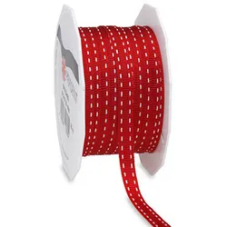 PRÄSENT Geschenkband Stitches seidenmatt rot 7,0 mm x 20,0 m