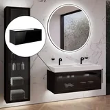 neoro n80 fumo Unterschrank B: 120 cm mit 1 Auszug, mit Parsolglasfront auf Aluminiumrahmen B: 120 H: 47 BN0434SG