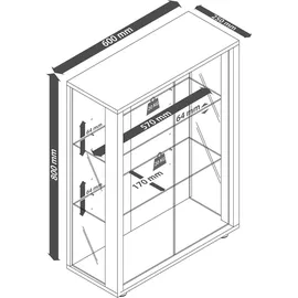 VCM Vitrine Sintalo 60 x 80 x 25 cm Schwarz