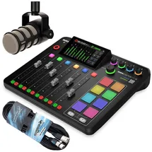 RØDE Microphones RØDE Rodecaster Pro II Station mit Podmic mit Kabel (Studio- und Livemixer), Mischpult, Schwarz