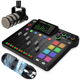 RØDE Microphones RØDE Rodecaster Pro II Station mit Podmic mit Kabel (Studio- und Livemixer), Mischpult, Schwarz