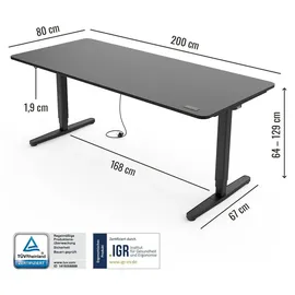 Yaasa Schreibtisch Desk Pro 200 x 80 cm Dunkelgrau/Schwarz