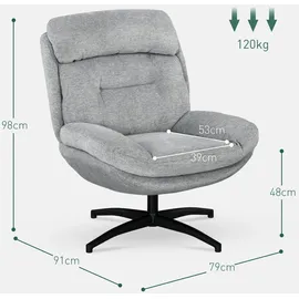 Homcom Sessel Drehbar Loungesessel mit Breiter Sitzfläche, Integrierter Armlehne, Gepolstert Relaxsessel