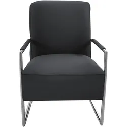Cocktailsessel K+W KOMFORT & WOHNEN, schwarz (nero), B:62cm H:77cm T:83cm, Sessel, mit bezogenen Armlehnen, Gestell in Metall Edelstahloptik