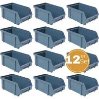 GarPet Stapelboxen Schraubenbox Lagerboxen Stapelboxen Werkstatt Sichtlagerboxen klein groß Set Wandhalterung Wand 12x Stapelbox Gr.2