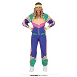 Fiestas Guirca 90er oder 80er Trainingsanzug Fasching Damen - Größe S 36 – 38-80 er Jahre Kostüm Damen - Blauer 80er Jahre Jogginganzug - 90er Jahre Outfit für Karneval, Bad Taste Outfit - Einheitsgröße