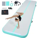 Vevor Gymnastik-Luftmatte 10 cm Dick Aufblasbare Gymnastik-Tumbling-Matte, Tumbling-Bahn mit Elektrischer Pumpe, Trainingsmatten für den Heimgebrauch/Fitnessstudio /Yoga/Cheerleading/Strand/Park Grün