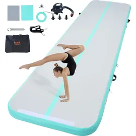 Vevor Gymnastik-Luftmatte 10 cm Dick Aufblasbare Gymnastik-Tumbling-Matte, Tumbling-Bahn mit Elektrischer Pumpe, Trainingsmatten für den Heimgebrauch/Fitnessstudio /Yoga/Cheerleading/Strand/Park Grün