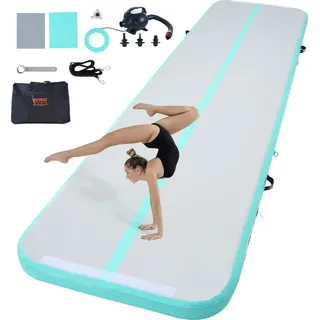 Vevor Gymnastik-Luftmatte 10 cm Dick Aufblasbare Gymnastik-Tumbling-Matte, Tumbling-Bahn mit Elektrischer Pumpe, Trainingsmatten für den Heimgebrauch/Fitnessstudio /Yoga/Cheerleading/Strand/Park Grün