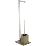 MSV WC-Bürstengarnitur Edelstahl und Glas Taupe