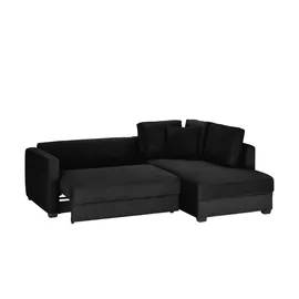bobb Eckcouch Webstoff 2-Sitzer Schwarz