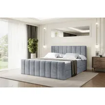 altdecor Boxspringbett mit Matratze Boxbett, Topper, Polsterbett mit Bettkasten OTTA-Z - 200x200 - Grau Casablanca