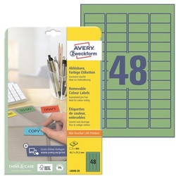 Avery Zweckform Wiederablösbare Farbige Etiketten 45.7x21.2 mm 960 Stück grün