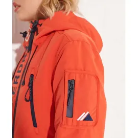 Superdry Damen. Ultimate SD-Windcheater mit Kapuze Kräftiges Orange/Kräftiges Marineblau 38 - 38