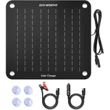 Eco-worthy - 10w 12v Solar Autobatterie Ladegerät, Solarmodul Erhaltungsladung, Tragbares Solarpanel Notstromversorgung Mit Krokodilklemmen Adapter Für Auto, Boot, Motorrad, Wohnmobil, Lkw