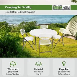 Trutzholm Campingset Klapptisch rund Ø 120 cm Weiß/Grau