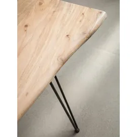 KADIMA DESIGN Schreibtisch / Massivholz/Metall, 150x36x75 cm Baumkante, Haarnadelbeine