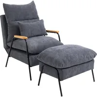 HOMCOM Relaxsessel Ohrensessel mit Hocker, Fernsehsessel mit neigbarer Rückenlehne, Kissen, Polsterstuhl, TV-Sessel, Grau, 68 x 91,5 x 88 cm   Aosom