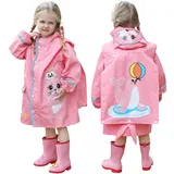 Regenmäntel Kinder Regenponcho Wasserdichte Regenjacken mit Rucksackabdeckung Jungen Outdoor Transparente Regenbekleidung Mit Tragbarer Tasche mit Rucksackposition