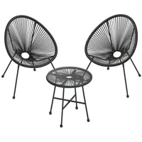 Songmics Balkonmöbel 3er Set, Gartenmöbel-Set, 2 Stühle