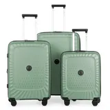 Hauptstadtkoffer Hartschalen-Trolley Kotti, 4 Rollen, 3er Kofferset Reisekofferset TSA grün