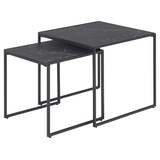 ACTONA GROUP Beistelltisch Infinity (Set, 3 Stück), Satz mit Tischen, Schlittenbeine aus schwarzem Metall, (Set, 2 st) schwarz Quadrat | 50 cm x 45 cm x 50 cm