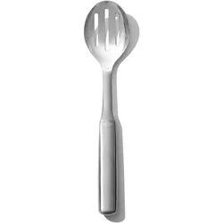 Schaumlöffel OXO GOOD GRIPS, silber (silberfarben), B:6cm, Edelstahl, Kochlöffel, zum Servieren, Edelstahl
