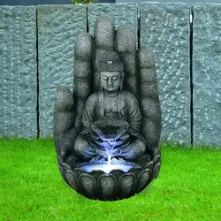 Gardenforma Wasserspiel Buddha Calm, Polyresin inkl. Pumpe, Ausführung: dunkelgrau