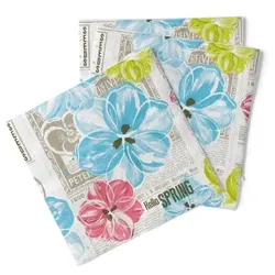 Sovie HORECA Serviette Hello Spring in pink-türkis aus Tissue 33 x 33 cm, 100 Stück Hochzeit Frühling Blumen
