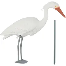 Relaxdays Gartendeko Figur Reiher Weiß/Orange/Grau