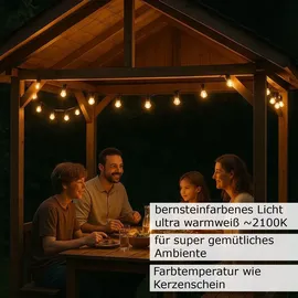 satisfire Illu-Partylichterkette LED 10 m Schwarz 20 ultra-warmweiße Kugeln