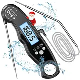 CIRYCASE Fleischthermometer Digital, Sofort Ablesbares Bratenthermometer Grillthermometer, Externe Sonde mit 2 Lange Sonde & Magnet, Alarmfunktion, Backofenthermometer für Backen, Küche, Ofen